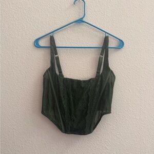 Urban Outfitters Green Lace Corset Top